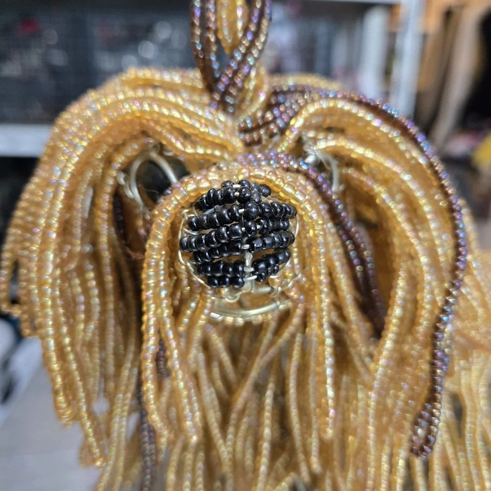 Handcrafted Custom Beaded Lhasa Apso Dog Figurine 9x7